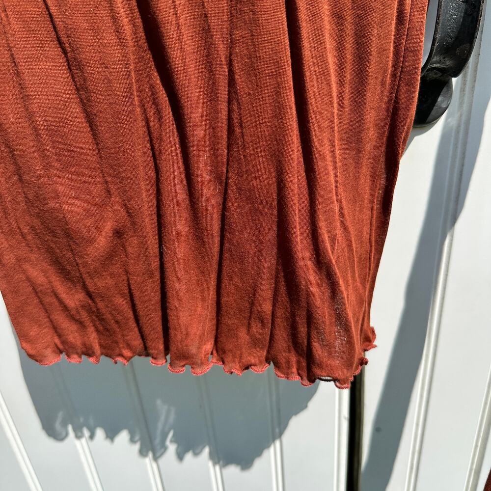 Baserange Tabbys Star Long Sleeve Turtleneck Tee Shirt Medium Burned Pomegranate - Picture 12 of 16